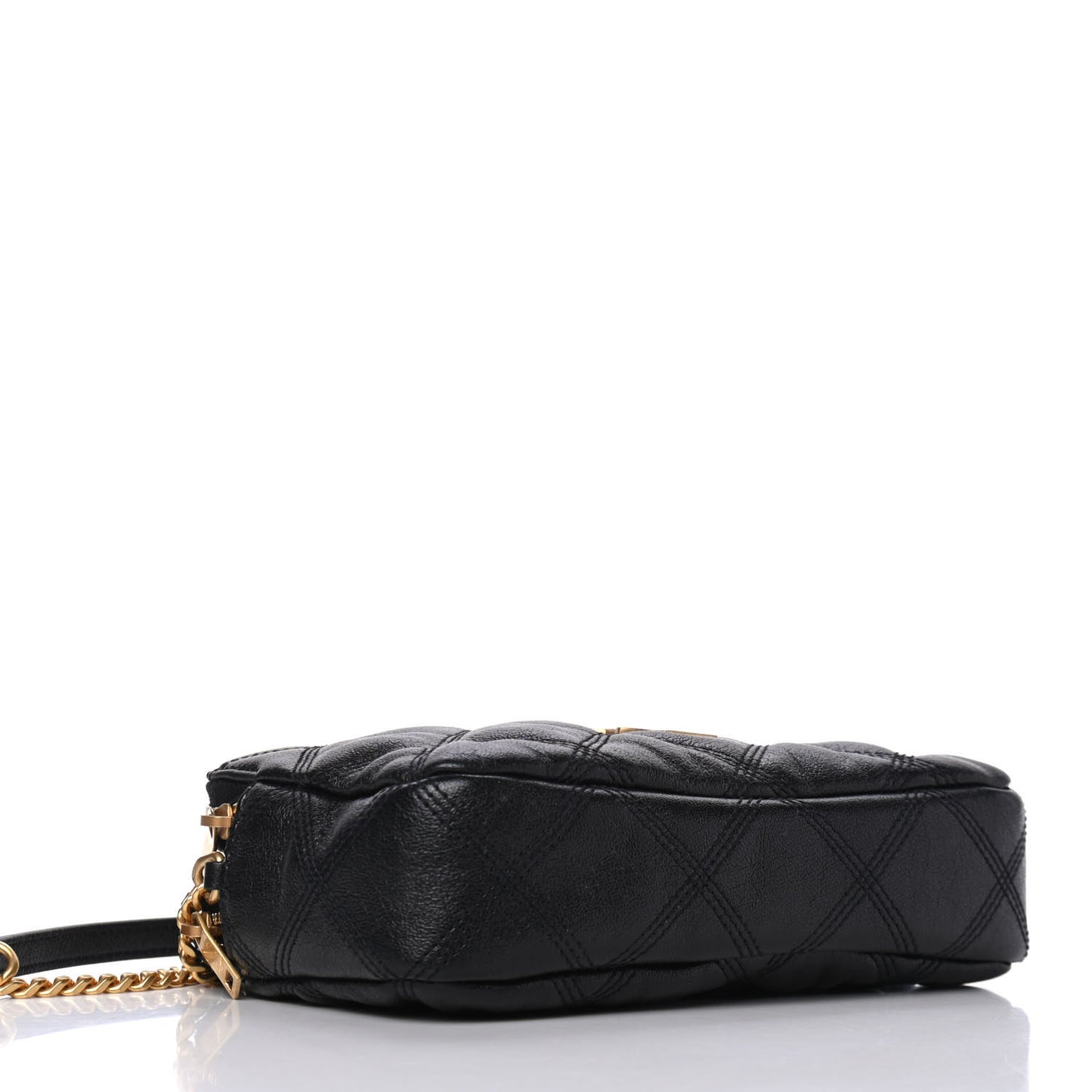 Grained Lambskin Quilted Mini Becky Double Zip Bag Black