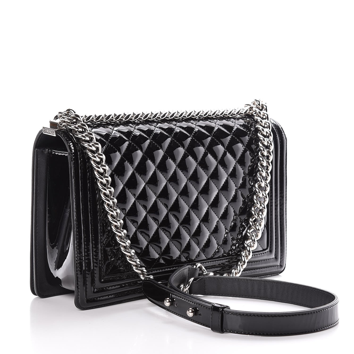 Chanel Patent Calfskin Quilted New Medium Plexiglass Boy Flap Black 3 of 12
