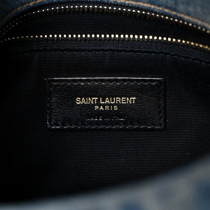 Saint Laurent Denim Quilted Toy Loulou Puffer Monogram Chain Satchel Blue Cinnamon 5 of 13