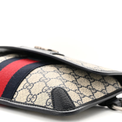 Gucci GG Supreme Monogram Web Small Ophidia Belt Bag 90 36 Beige Navy 10 of 12