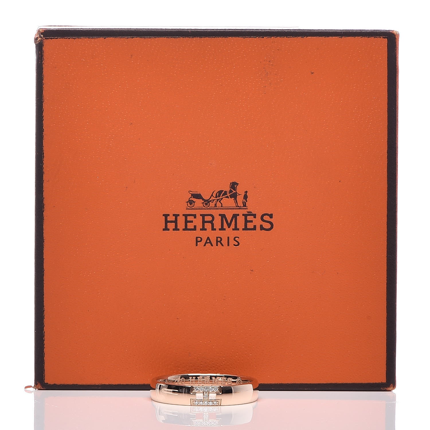 Hermes 18K Rose Gold Diamond Ever Herakles Wedding Band Ring 53 6.25 5 of 5