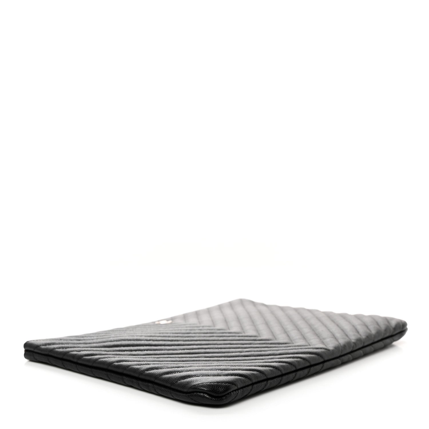 Chanel Caviar Chevron Quilted Large Cosmetic Case Black 4 of 7