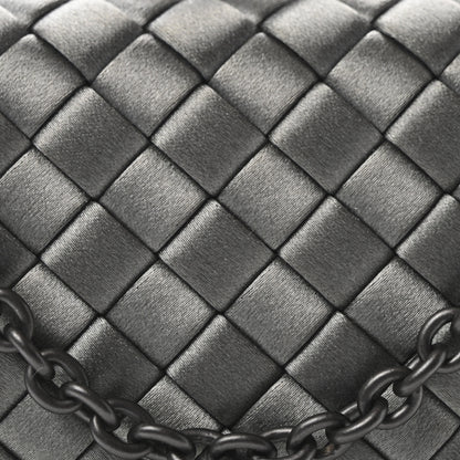 Bottega Veneta Silk Faille Intrecciato Raffia Knot Clutch Argento 7 of 9