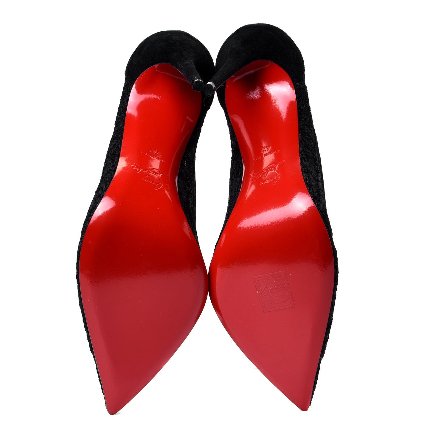 Christian Louboutin Veau Velours Florale Lace Follies 100 Pumps 42 Black 7 of 10
