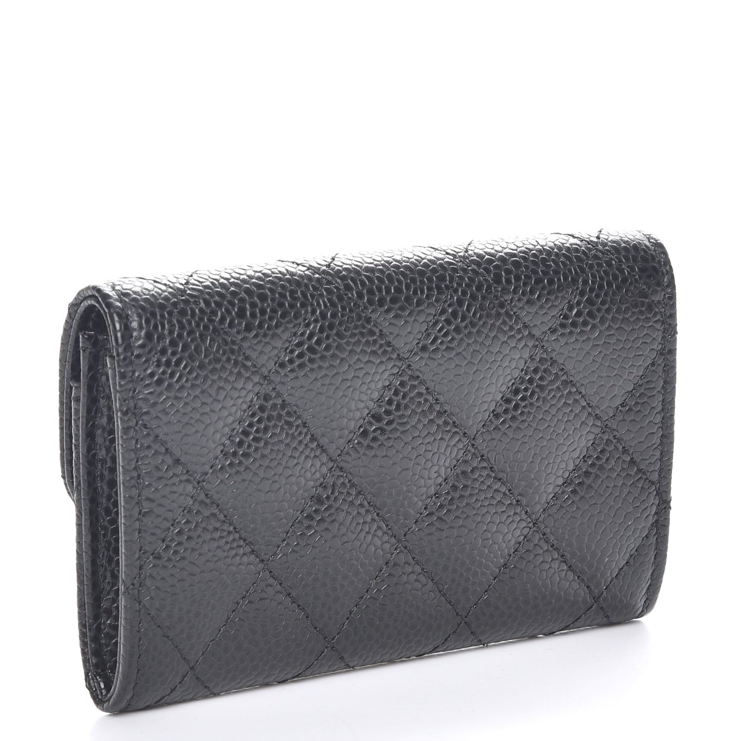 Caviar Quilted Flap Card Holder Black