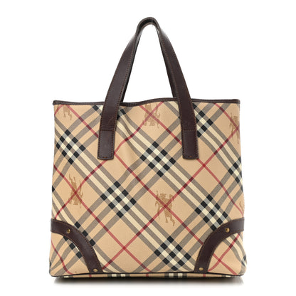 Burberry Haymarket Check Studded Tote Chocolate 1 of 19