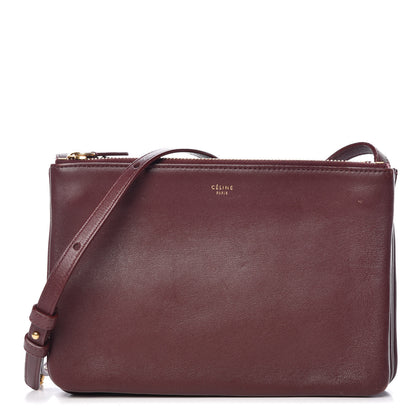 Celine Lambskin Small Trio Crossbody Bag Burgundy 1 of 10