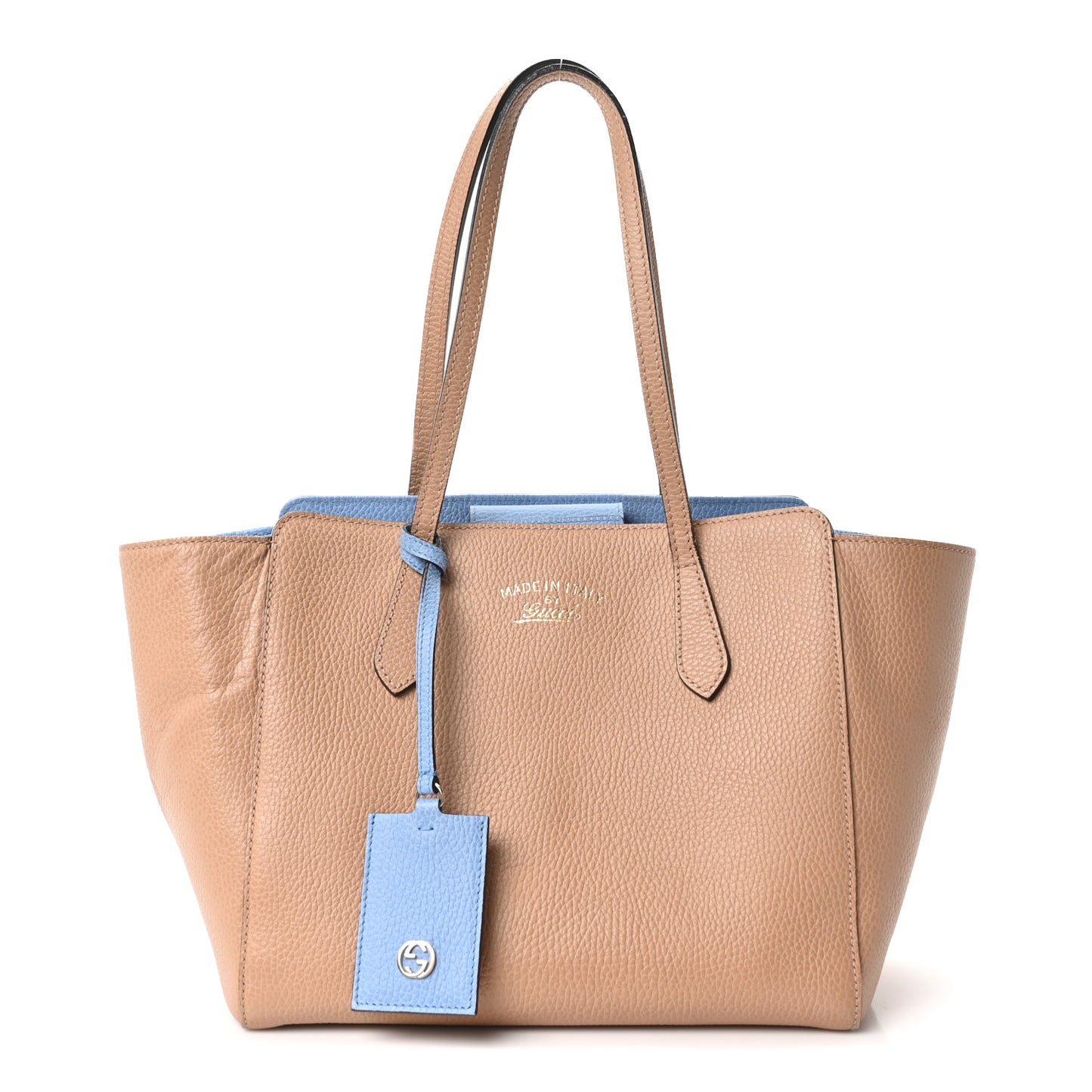 Dollar Calfskin Small Swing Tote Camelia Mineral Blue