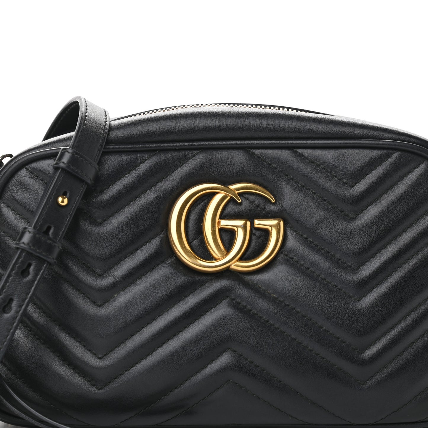 Calfskin Matelasse Small GG Marmont Chain Shoulder Bag Black