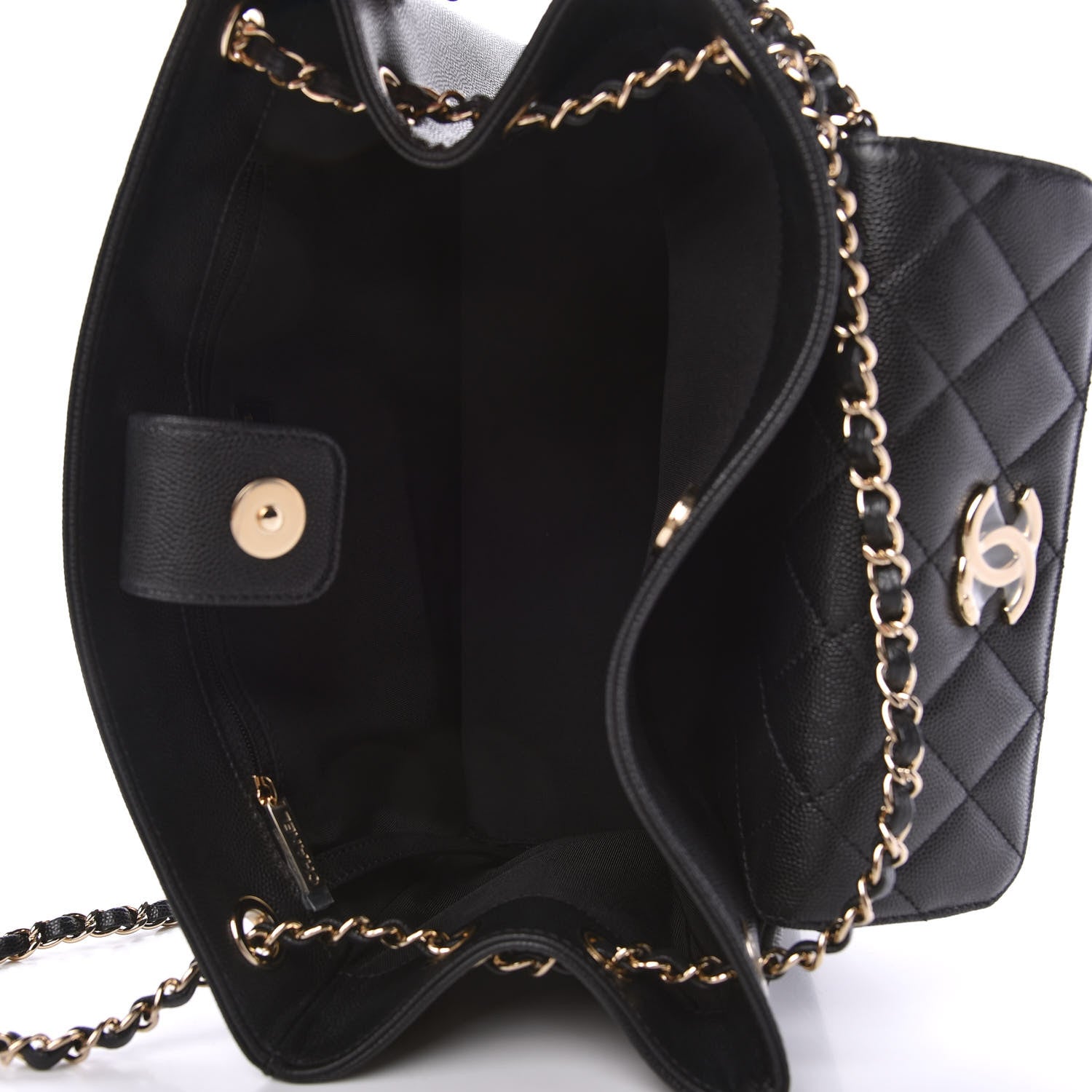 Chanel Caviar Quilted In Out Flap Shopping Tote Black 5 of 11