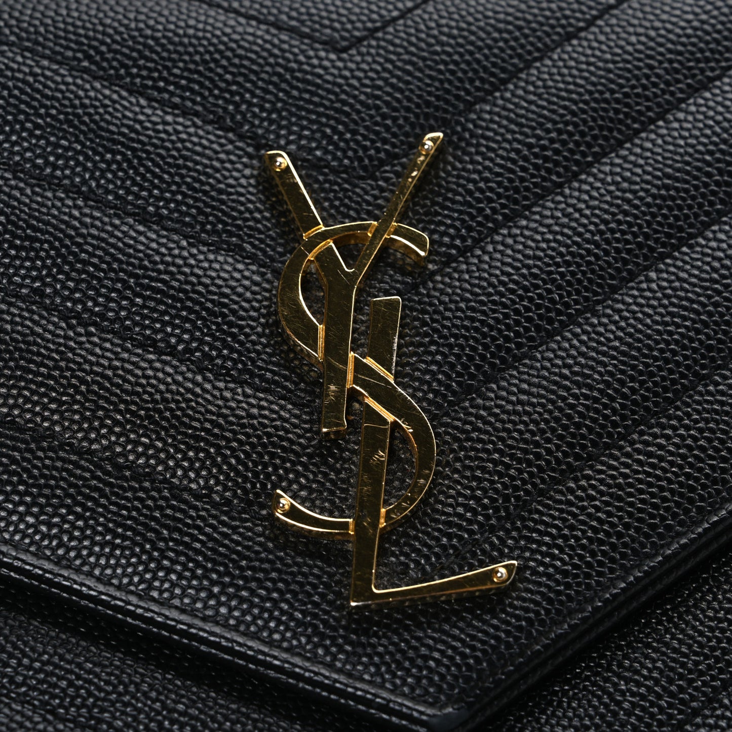 Grain De Poudre Matelasse Chevron Monogram Chain Wallet Black