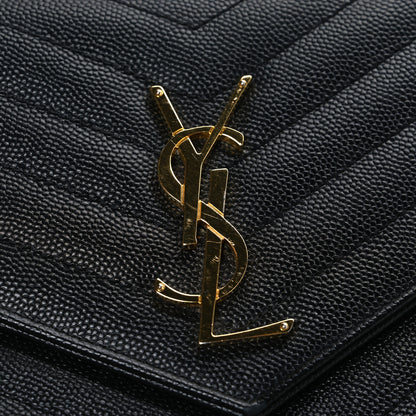 Saint Laurent Grain De Poudre Matelasse Chevron Monogram Chain Wallet Black 11 of 11