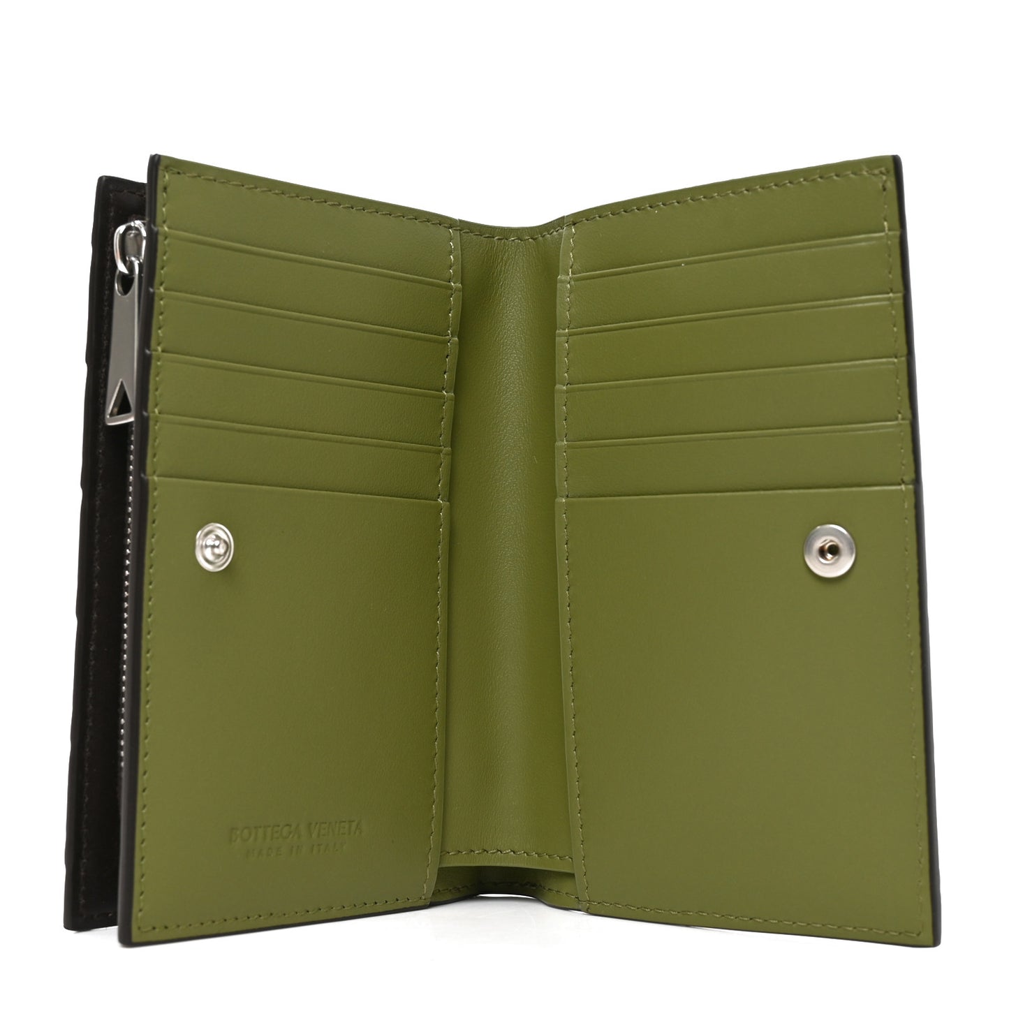 Nappa Intrecciato Bifold Zip Wallet Shadow Olive Oil