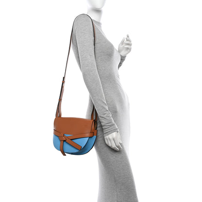 Loewe Calfskin Small Gate Crossbody Bag Tan Sky Blue 2 of 9
