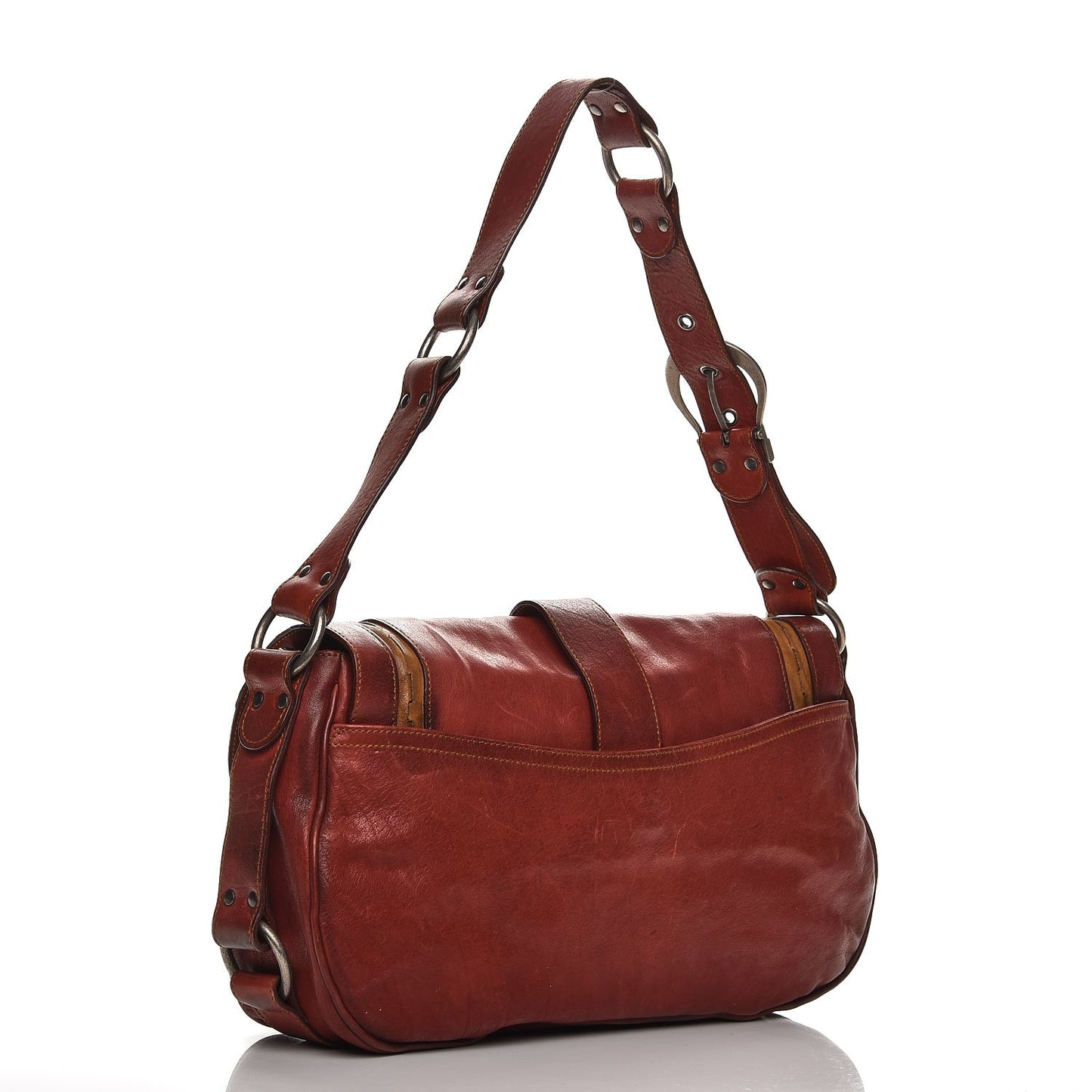 Calfskin Medium Gaucho Double Saddle Bag Red