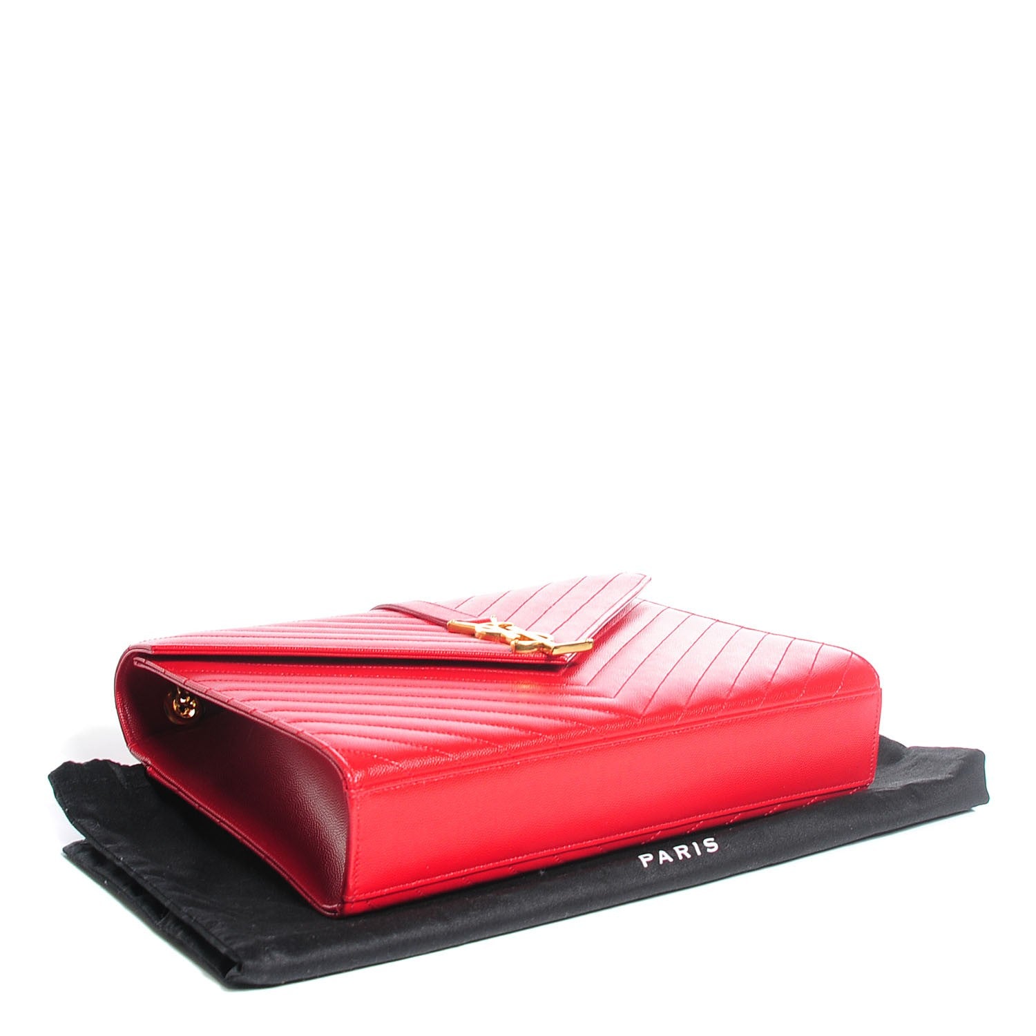 Saint Laurent Grain De Poudre Matelasse Chevron Large Monogram Satchel Lipstick Red 4 of 8
