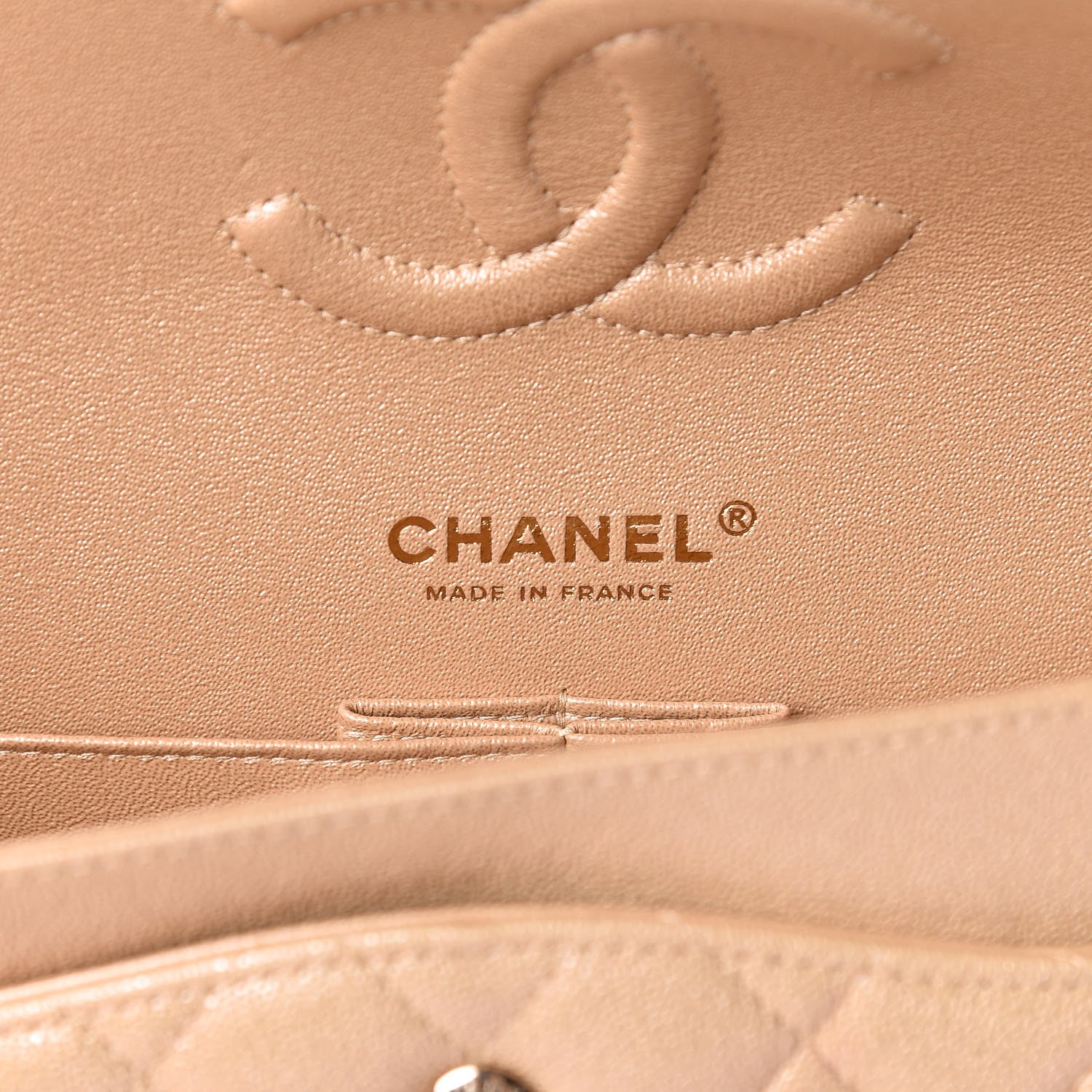 Chanel Iridescent Caviar Quilted Medium Double Flap Beige 6 of 10