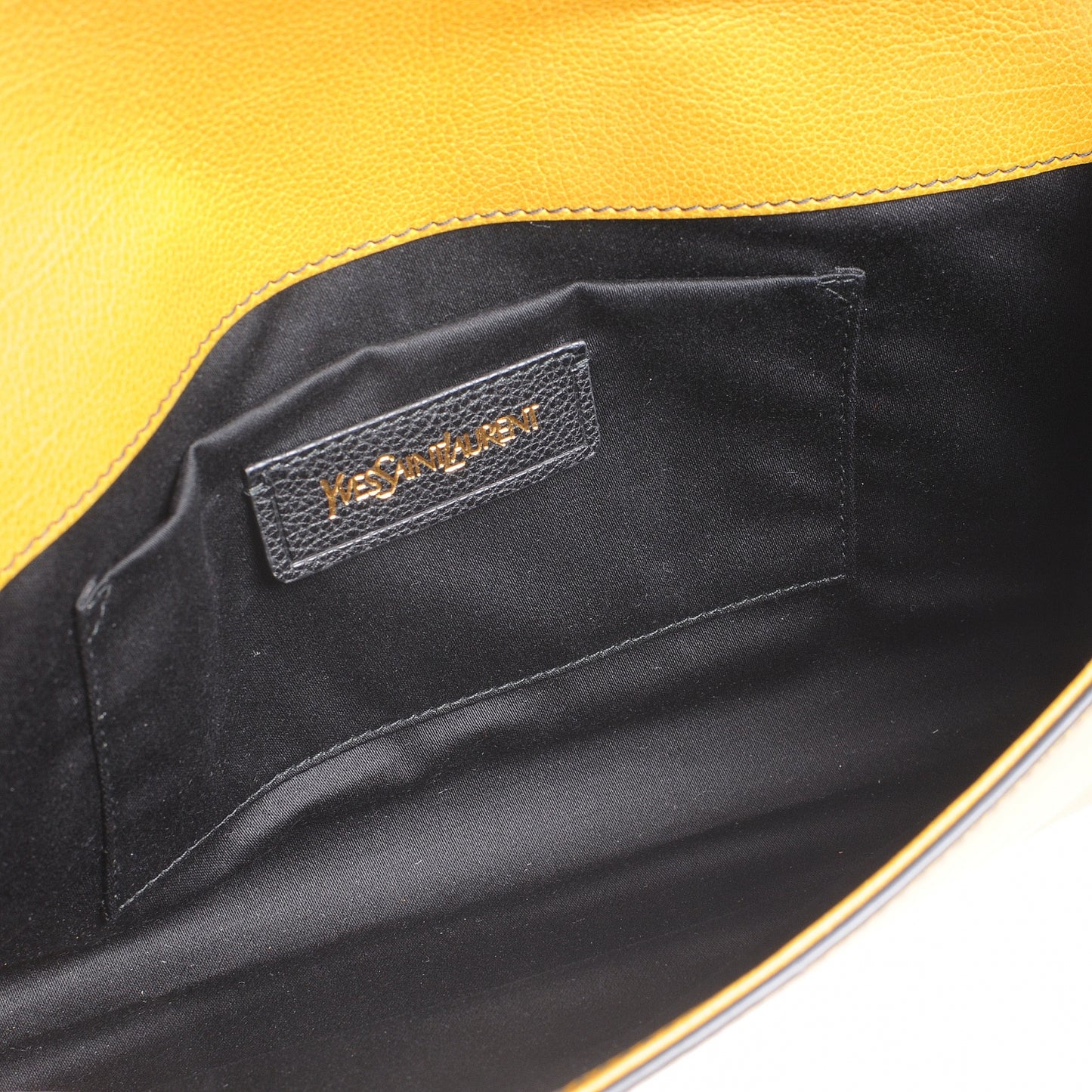 Leather ChYc Bi-Color Clutch Saffron Black
