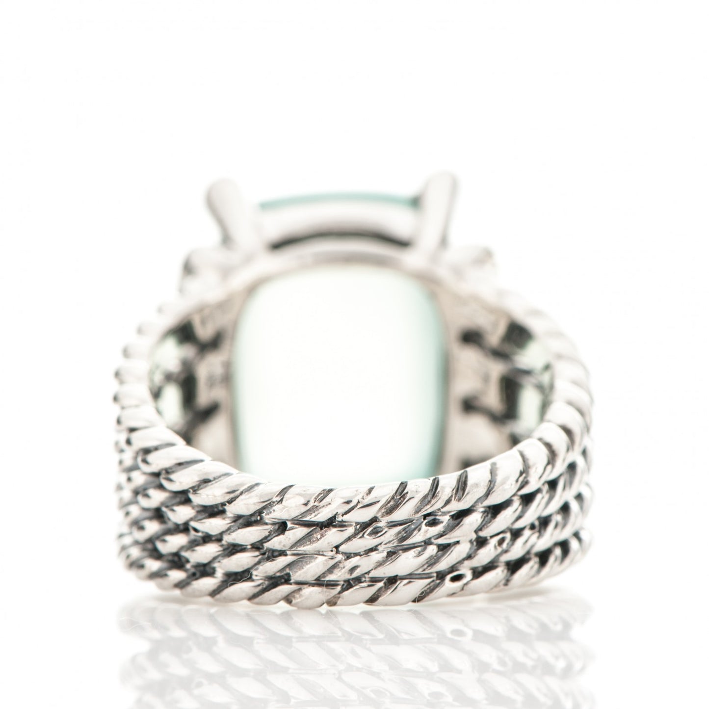 Sterling Silver Diamond Chalcedony 16mm Wheaton Ring 54 7