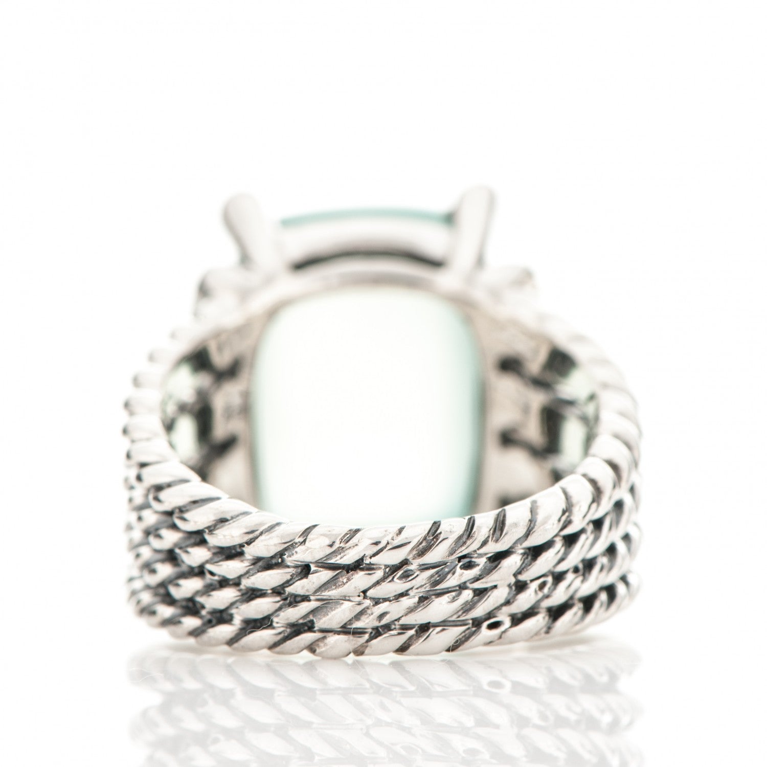 David Yurman Sterling Silver Diamond Chalcedony 16mm Wheaton Ring 54 7 4 of 5