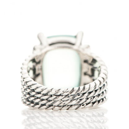 David Yurman Sterling Silver Diamond Chalcedony 16mm Wheaton Ring 54 7 4 of 5