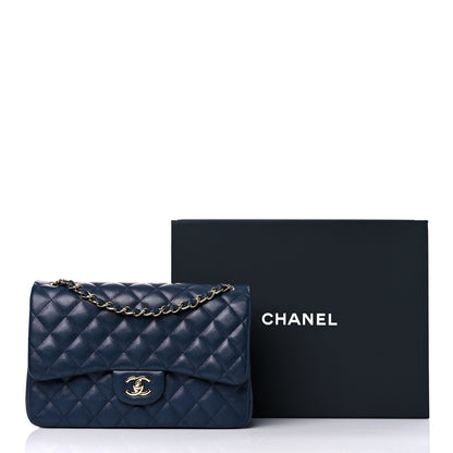 Chanel Caviar Quilted Jumbo Double Flap Blue 17 of 17