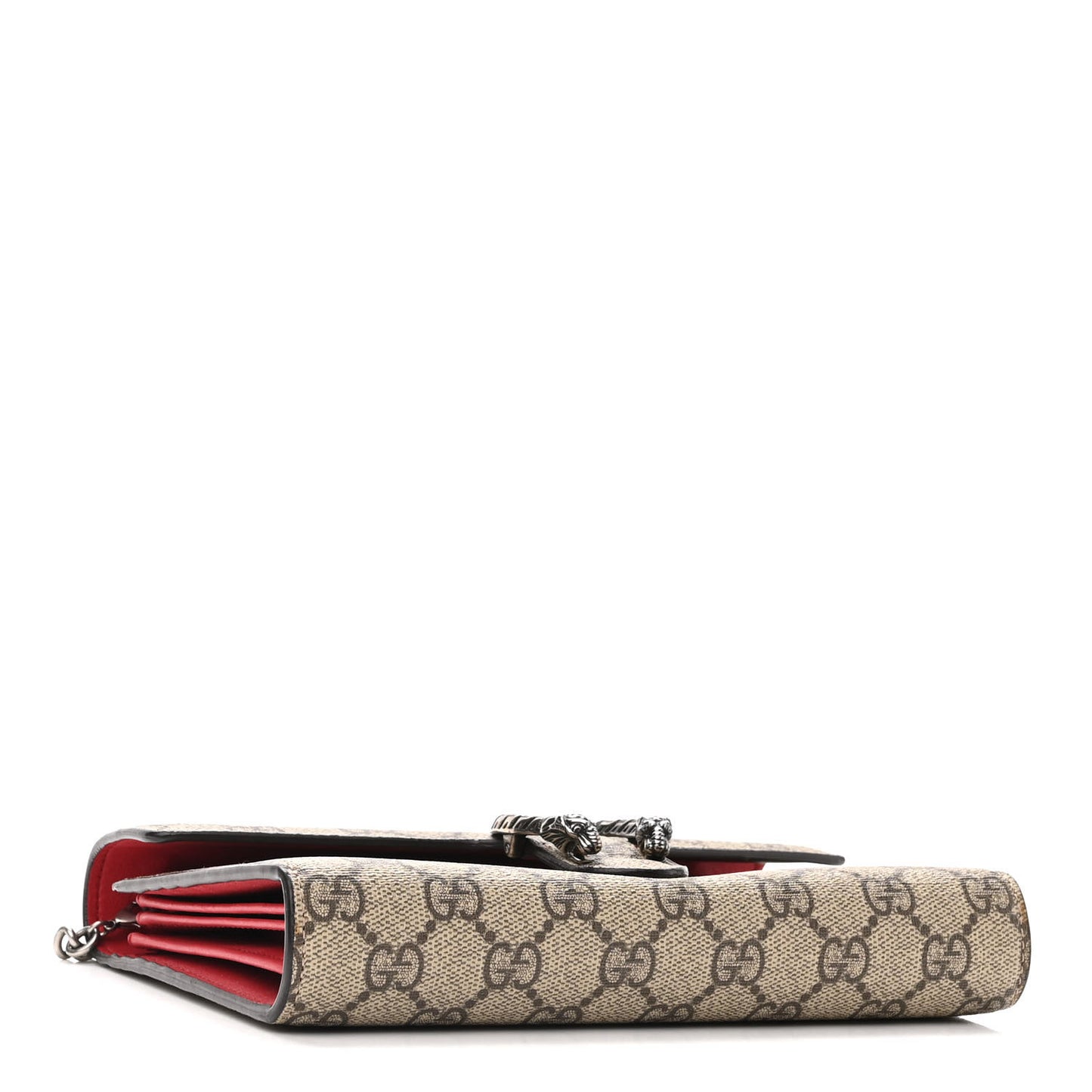 GG Supreme Monogram Mini Dionysus Chain Wallet Beige Vulcanic Red