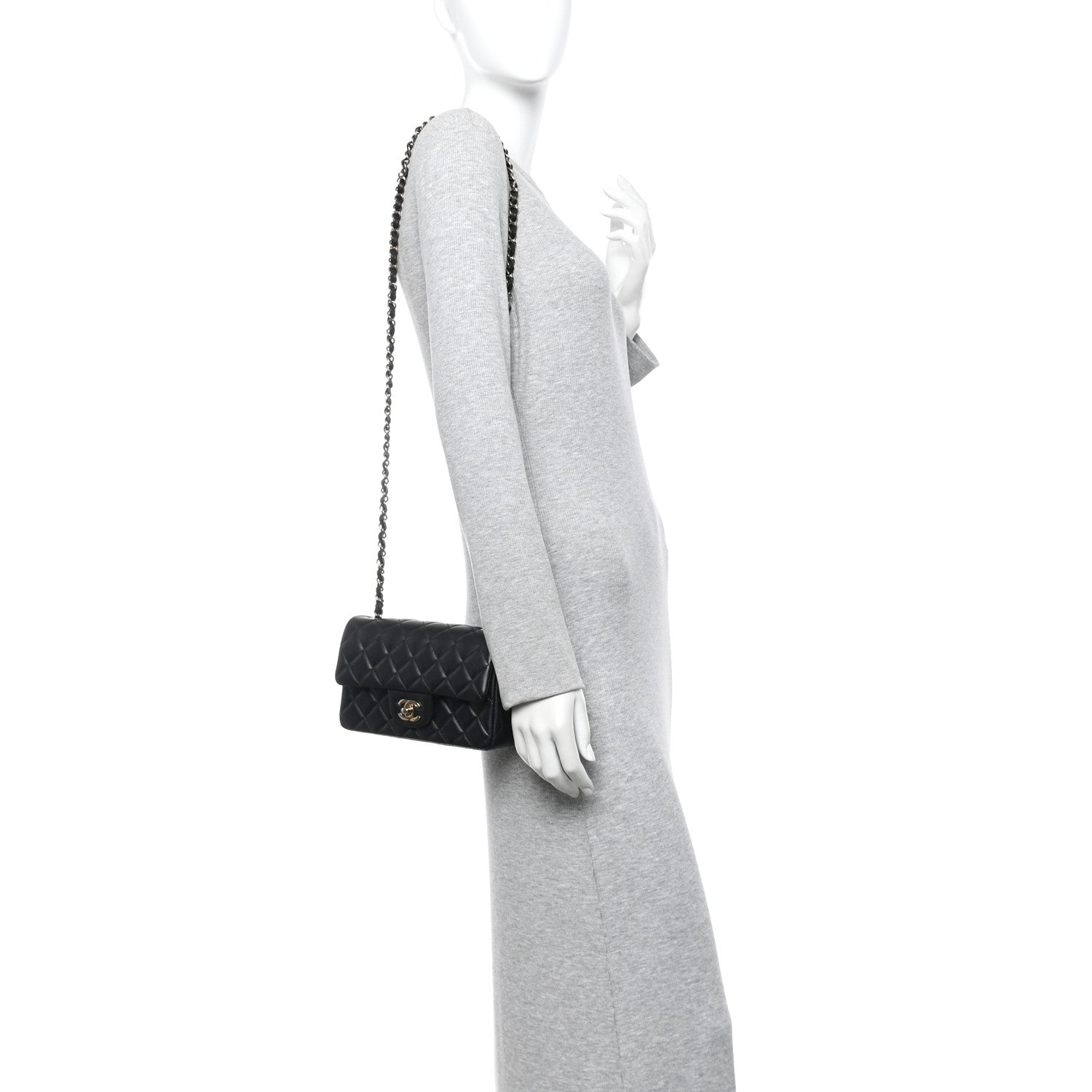 Chanel Lambskin Quilted Mini Rectangular Flap Black 2 of 11