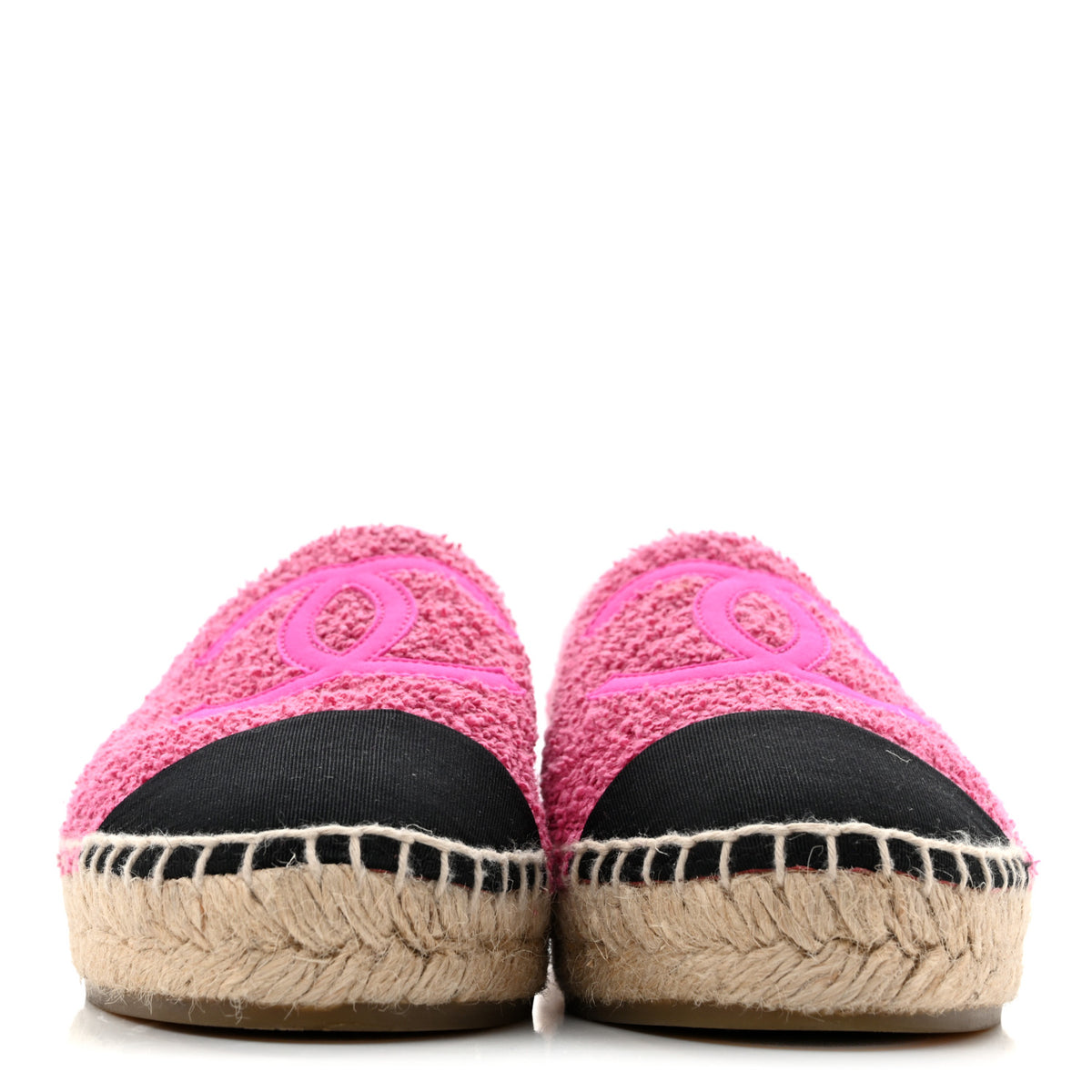 Fabric Grosgrain CC Espadrilles 38 Dark Pink Black