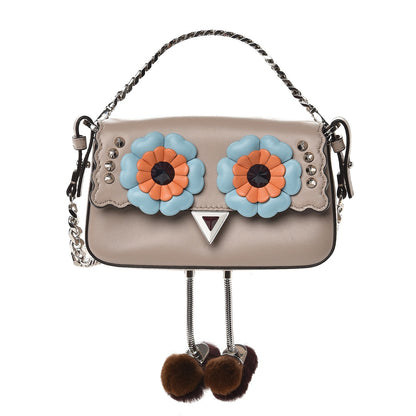 Fendi Calfskin Mink Fur Hypnoteyes Micro Baguette Grigio Polvere Arancio 1 of 9