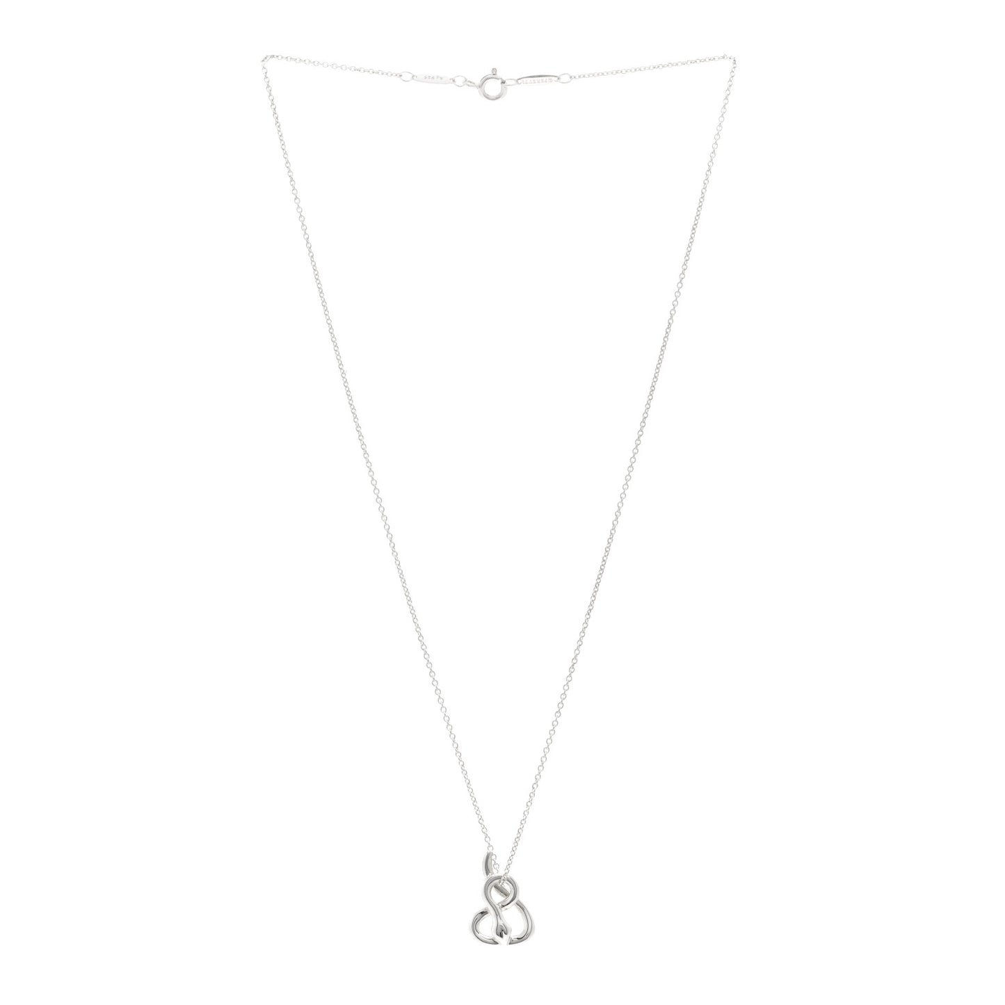 Sterling Silver Diamond Elsa Peretti Snake Pendant Necklace