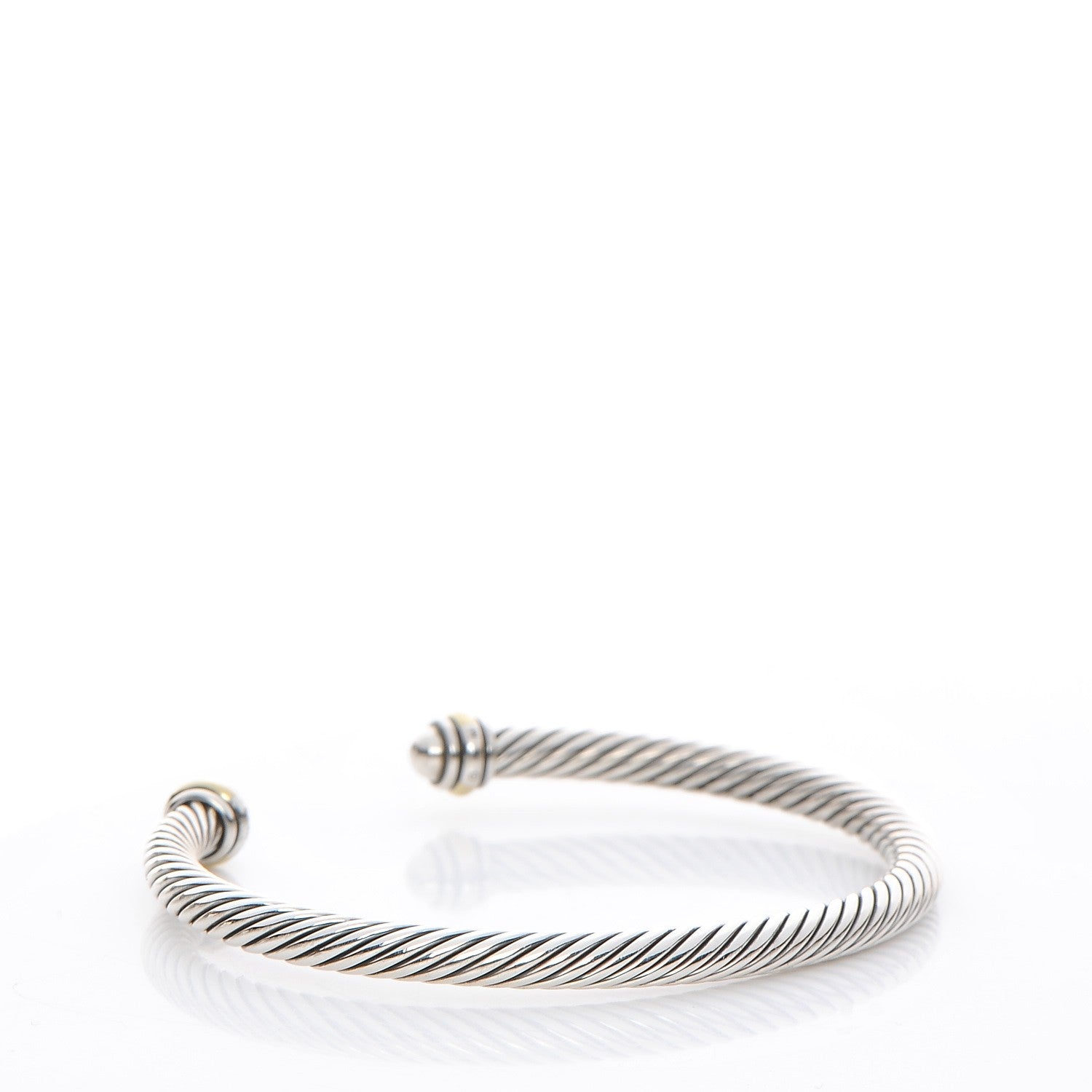 David Yurman Sterling Silver 18K Yellow Gold 4mm Cable Classics Bracelet 3 of 5