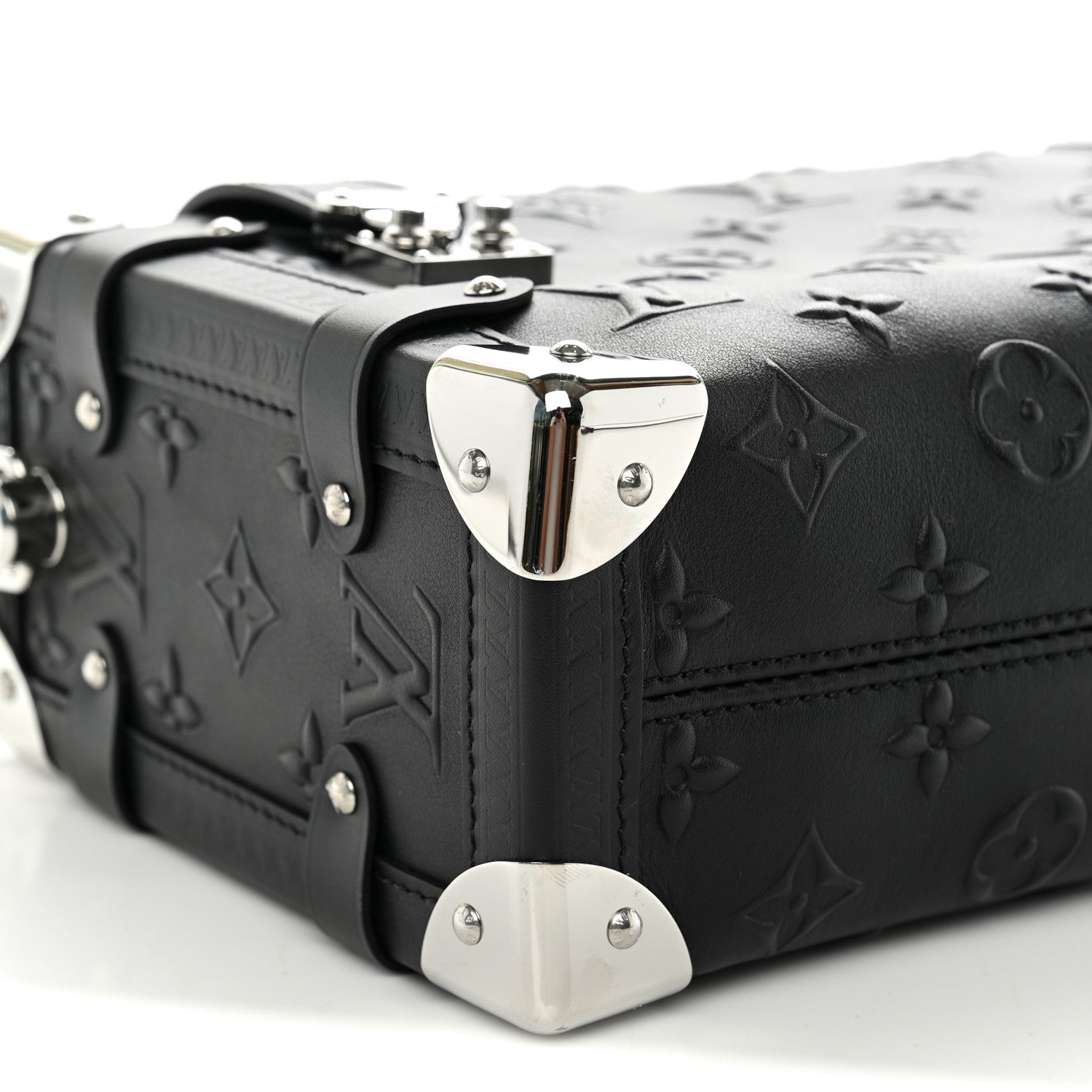 Louis Vuitton Calfskin Debossed Monogram Side Trunk Black 8 of 9