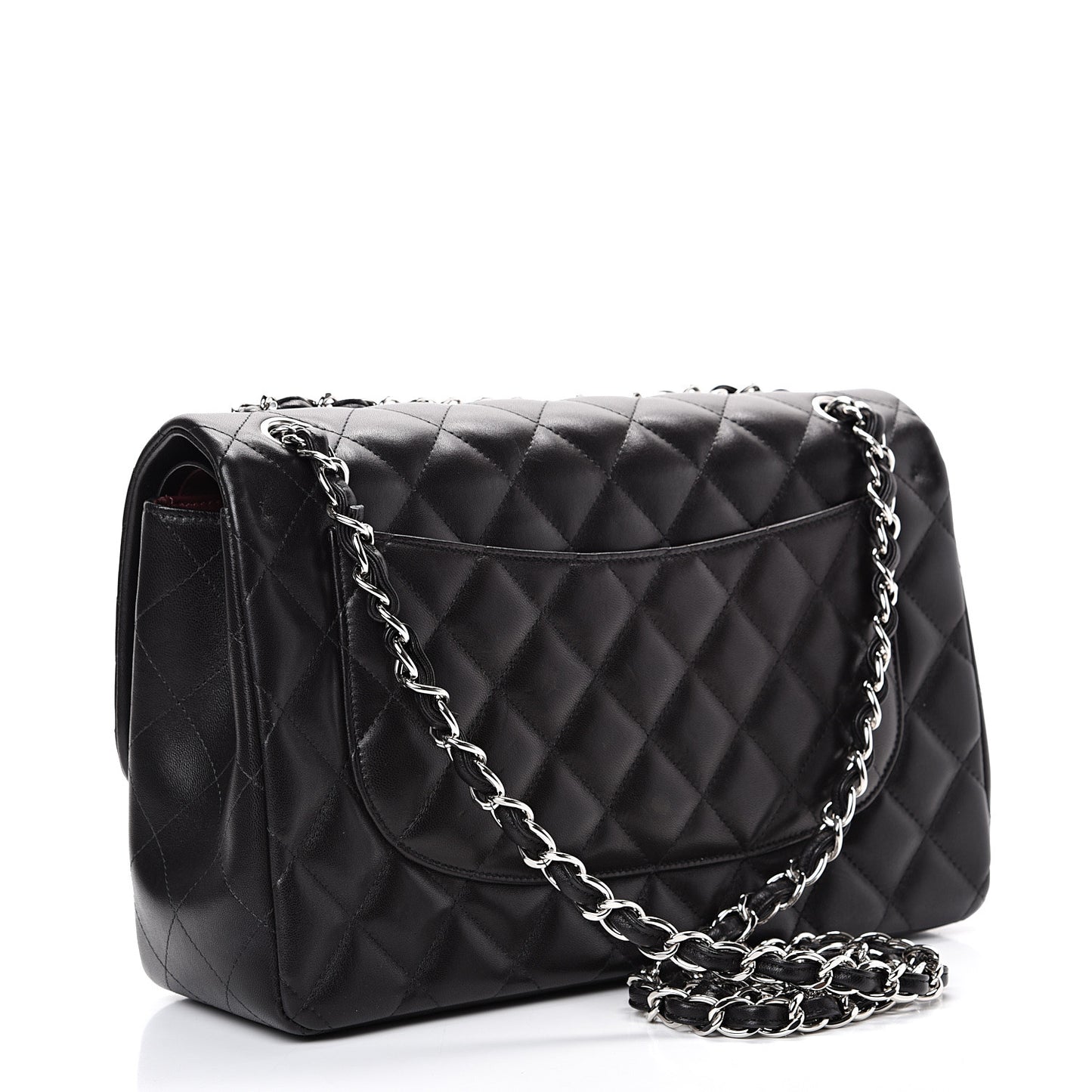 Lambskin Quilted Jumbo Double Flap Black