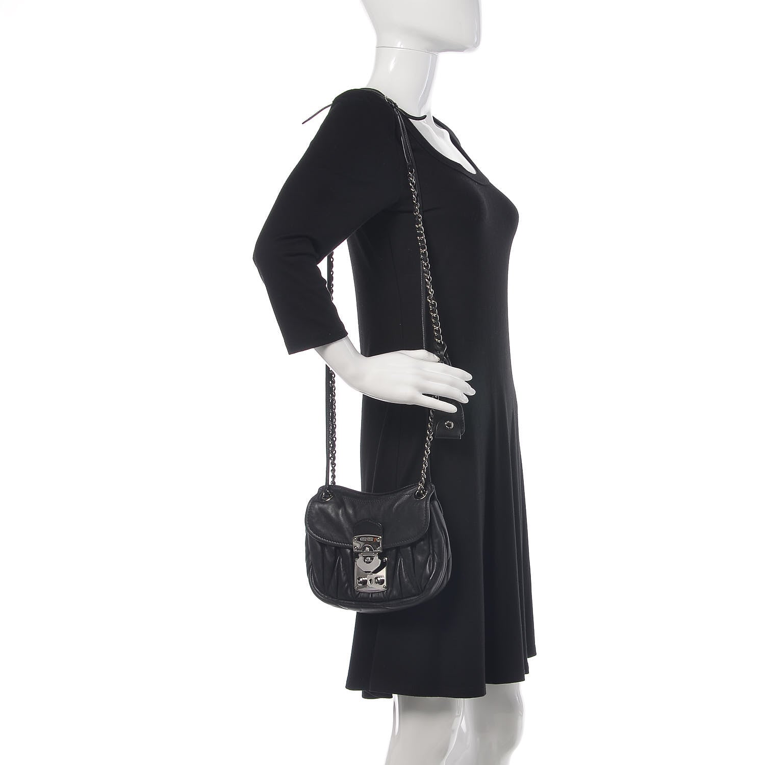 Miu Miu Nappa Matelasse Chain Crossbody Black 2 of 10