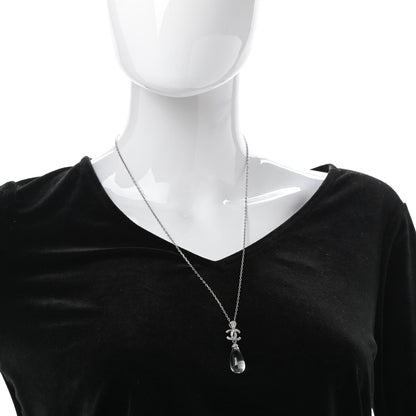 Chanel CC Crystal Teardrop Necklace Silver 2 of 6