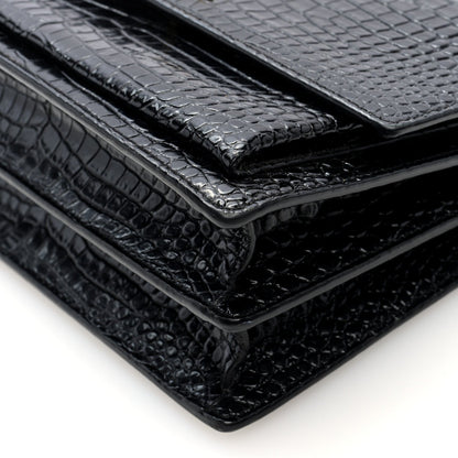 Saint Laurent Calfskin Crocodile Embossed Medium Monogram Sunset Black 9 of 9