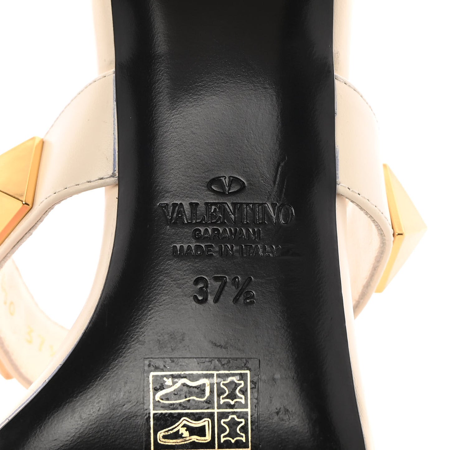 Calfskin Roman Stud 60mm Slide Sandals 37.5 Ivory