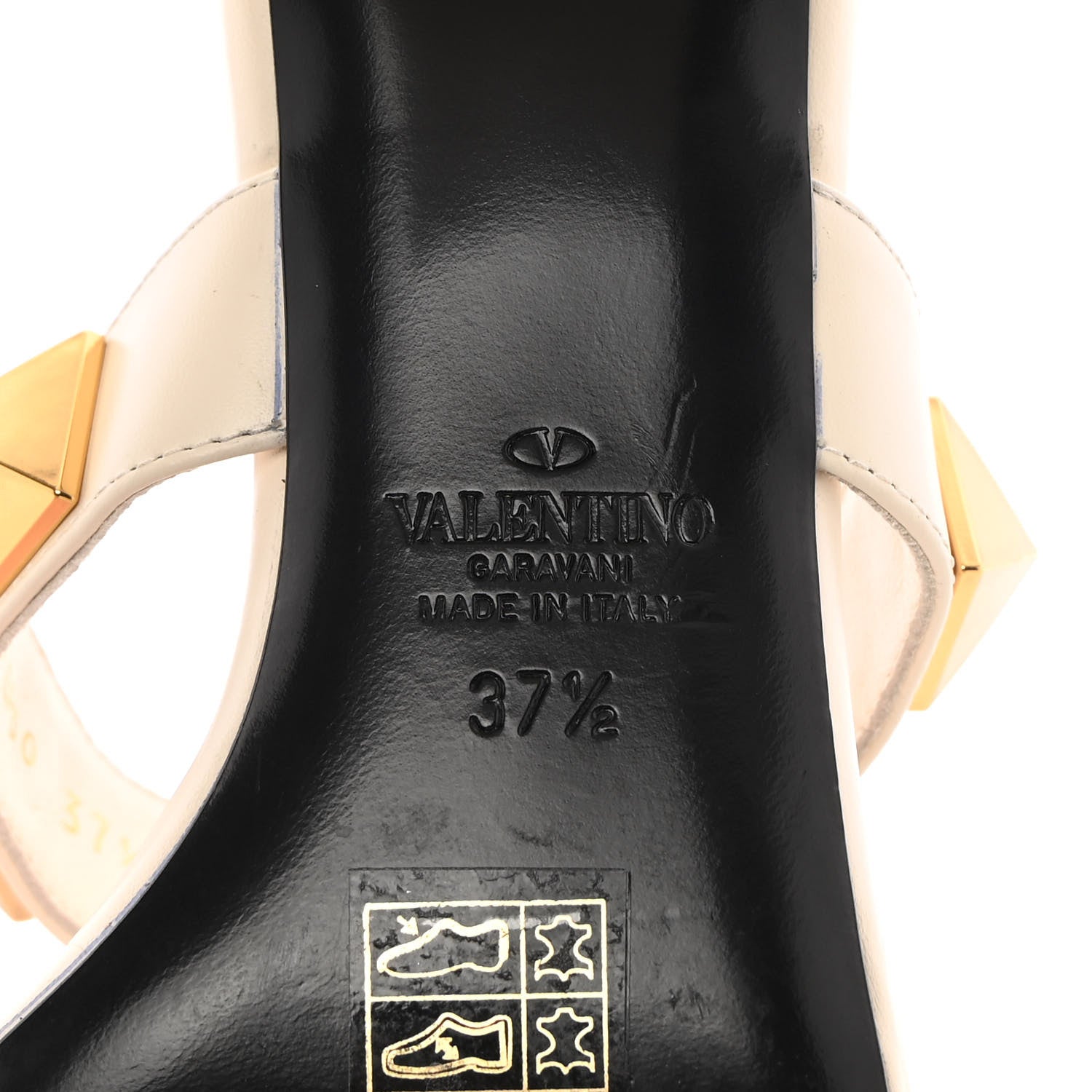 Valentino Garavani Calfskin Roman Stud 60mm Slide Sandals 37.5 Ivory 6 of 12