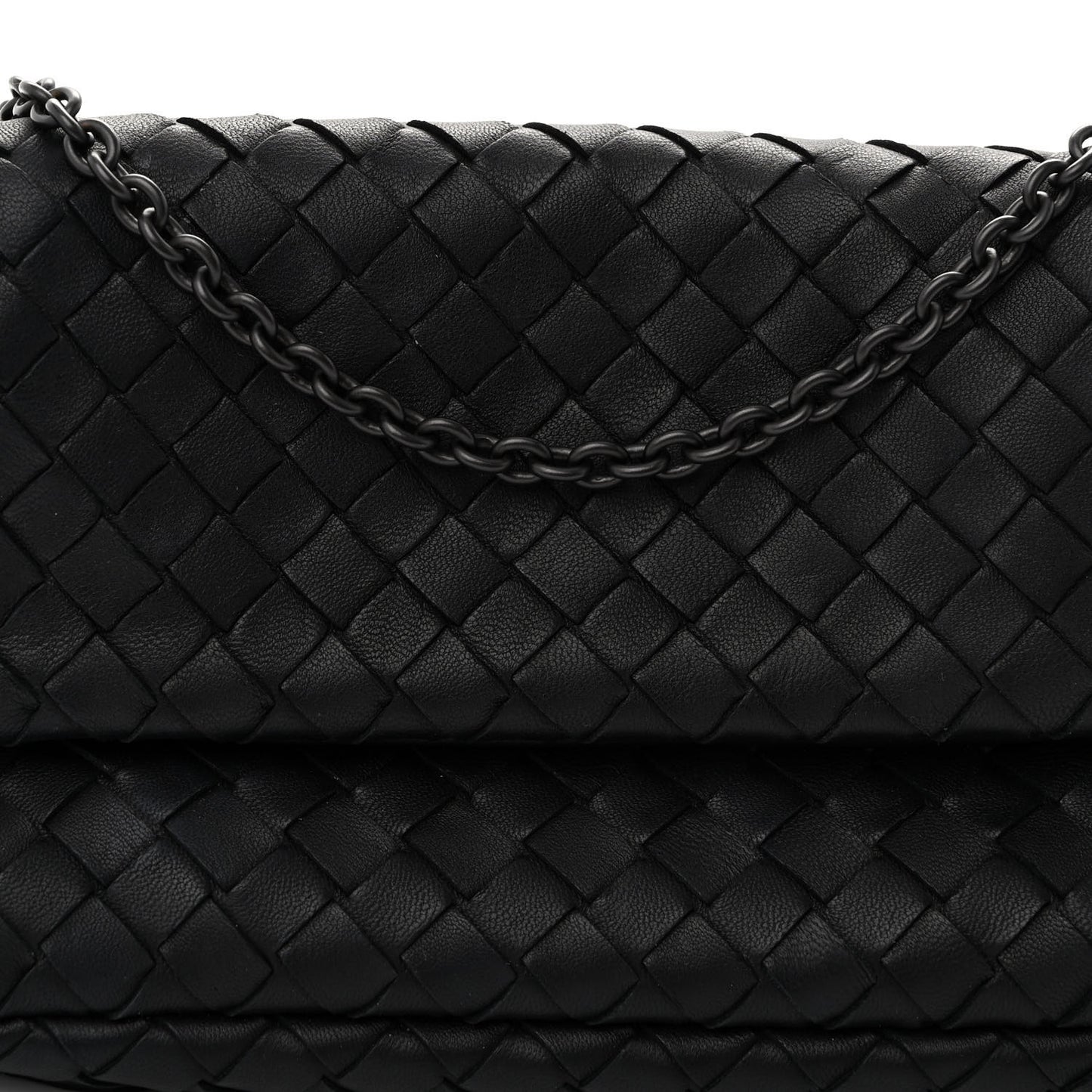 Nappa Intrecciato Mini Chain Messenger Black