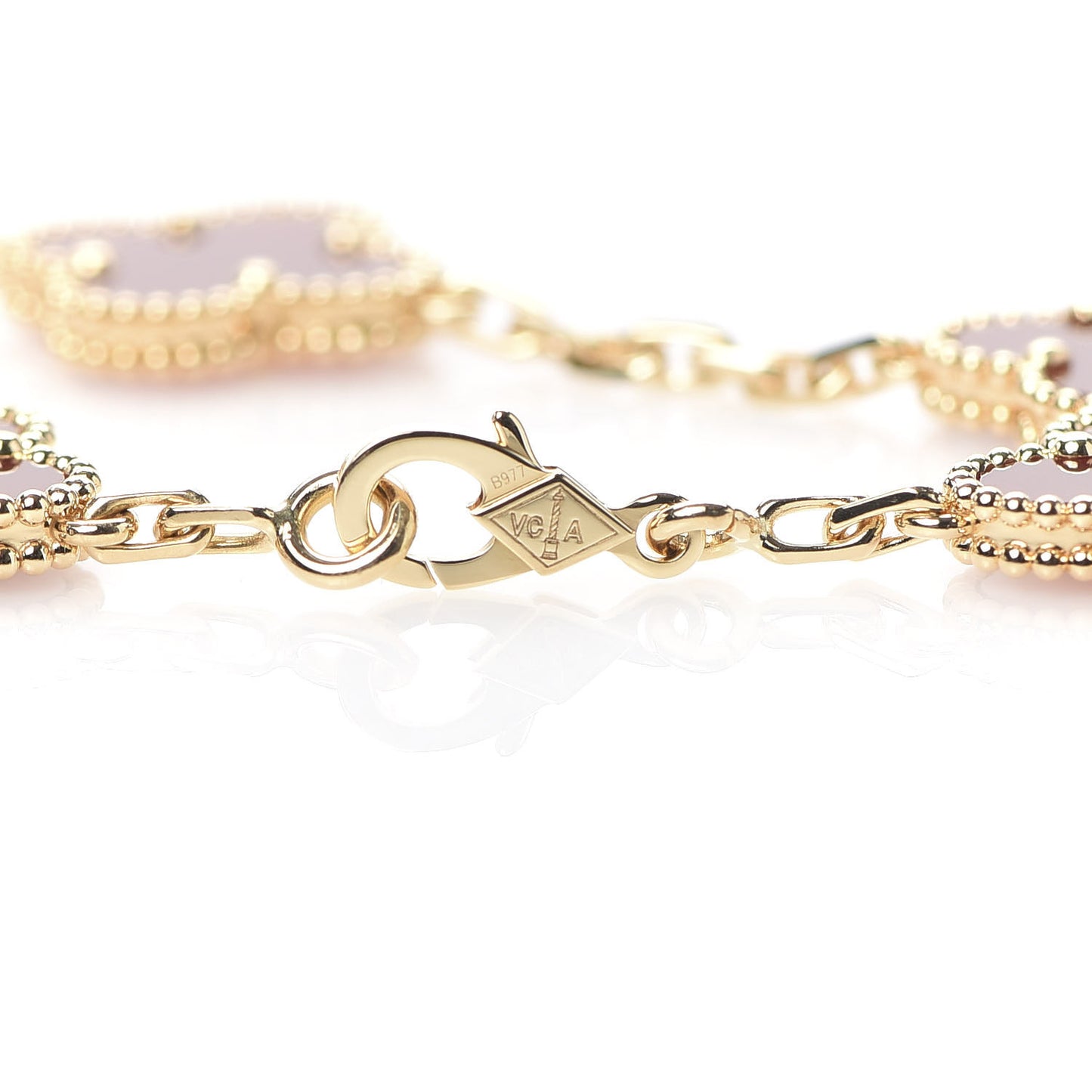 18K Yellow Gold Carnelian 5 Motifs Vintage Alhambra Bracelet