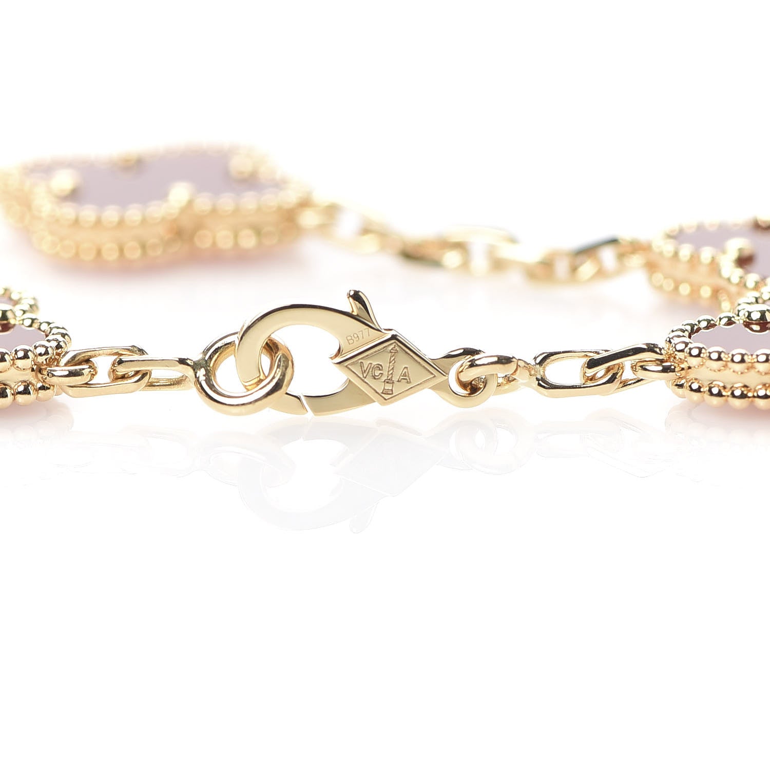 Van Cleef & Arpels 18K Yellow Gold Carnelian 5 Motifs Vintage Alhambra Bracelet 4 of 9