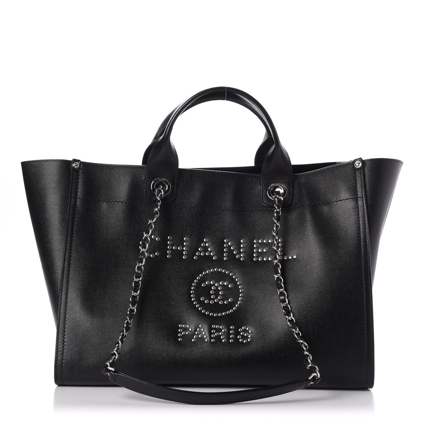 Caviar Medium Studded Deauville Tote Black
