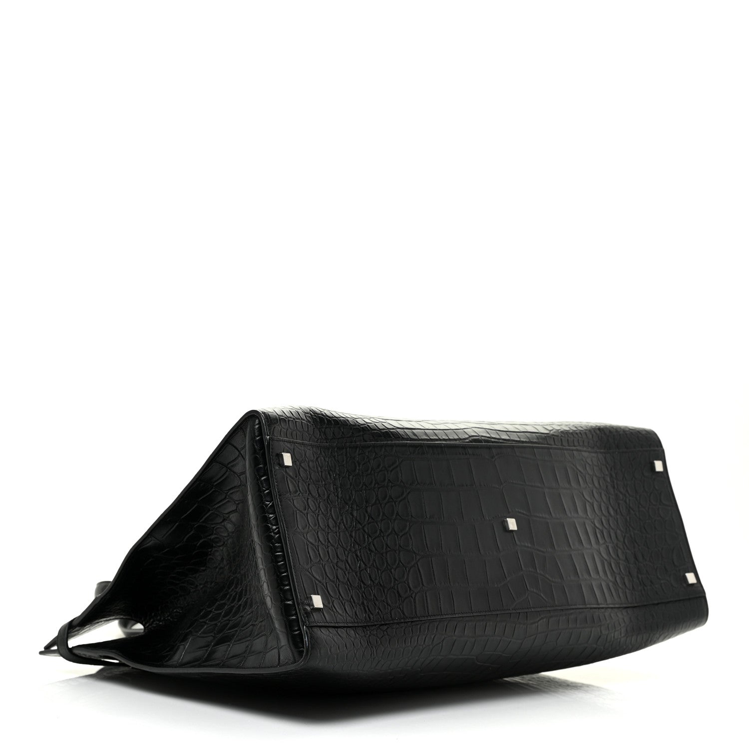 Saint Laurent Calfskin Crocodile Embossed Large Manhattan Shopper Tote Black 4 of 9