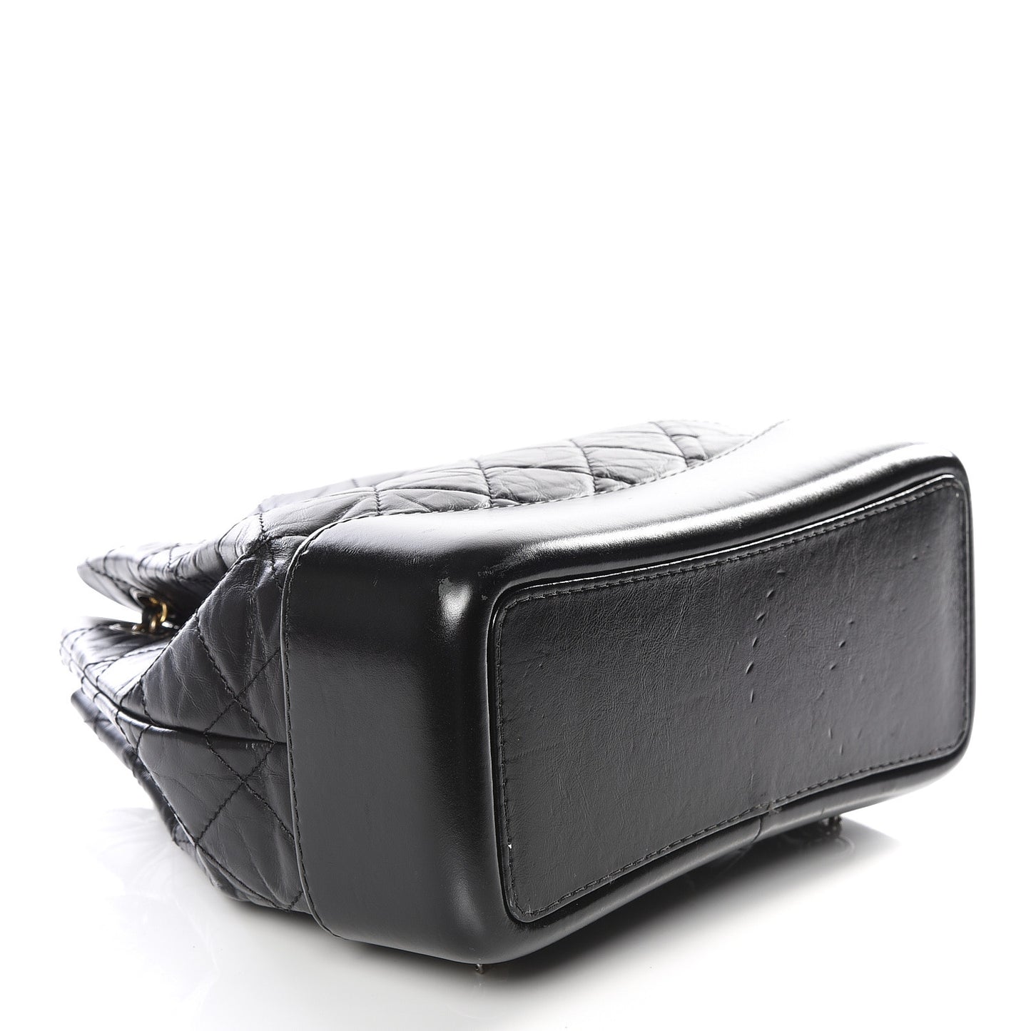 Aged Calfskin Quilted Gabrielle Backpack Black