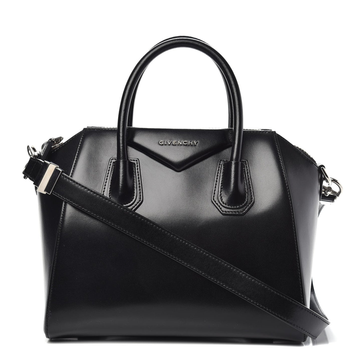 Shiny Lord Calfskin Small Antigona Black