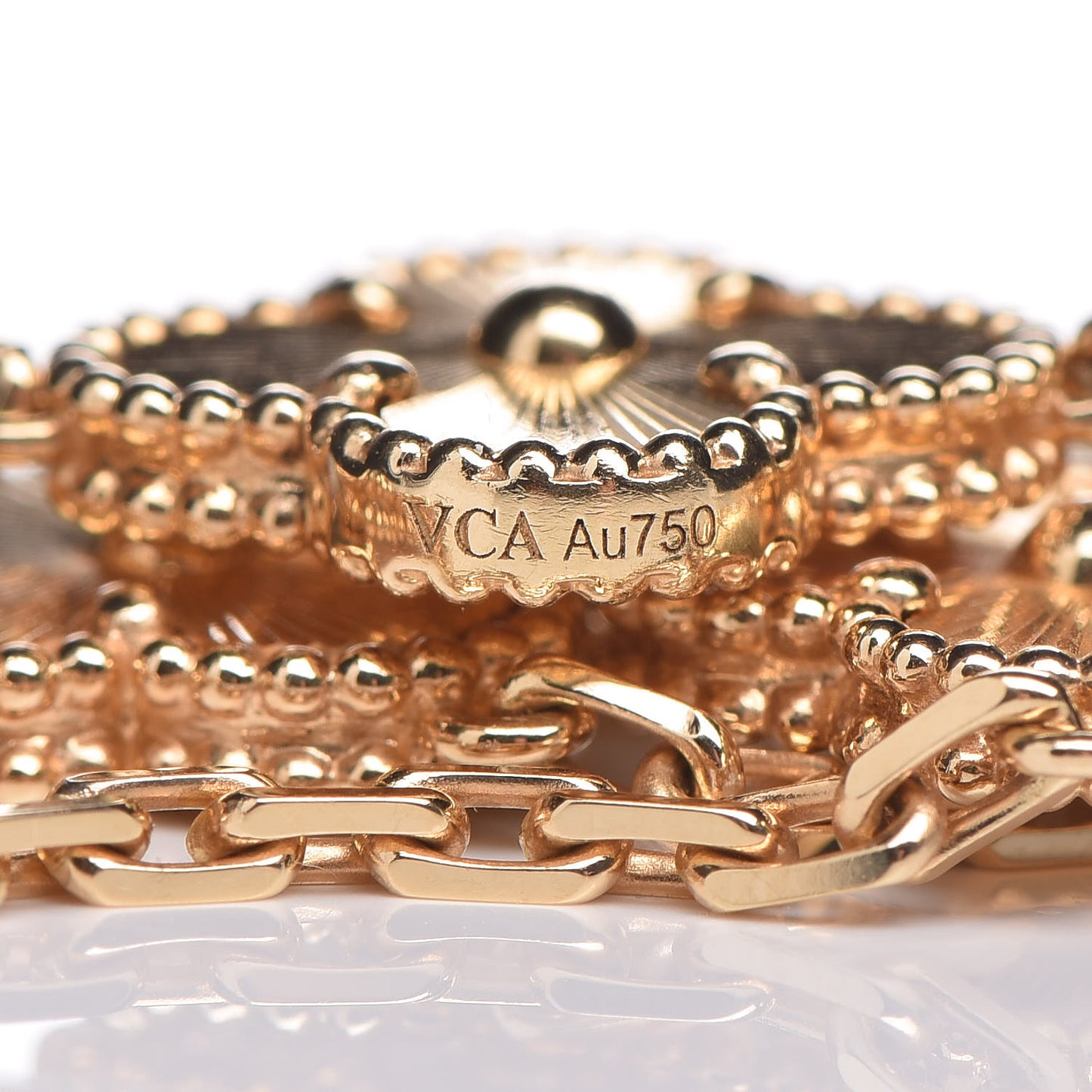 18K Yellow Gold 5 Motifs Guilloche Vintage Alhambra Bracelet