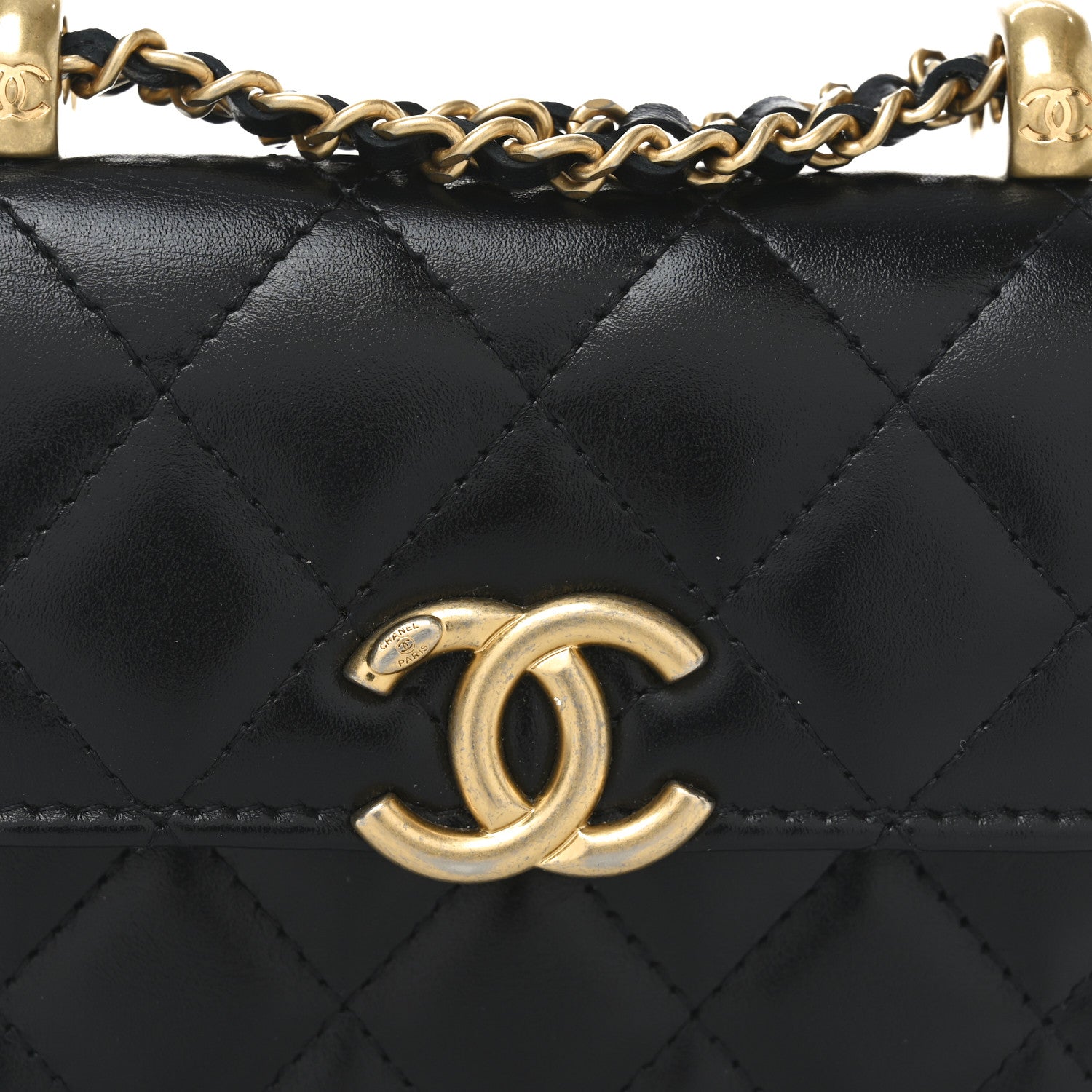 Chanel Calfskin Quilted Perfect Fit Coin Purse With Chain Black 9 of 11
