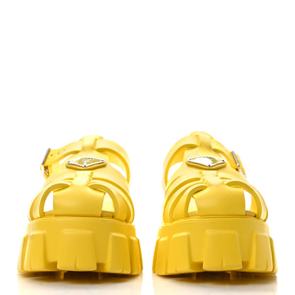 Prada Foam Rubber Metal Triangle Logo Monolith 55mm Cage Sandals 40 Sole 2 of 9