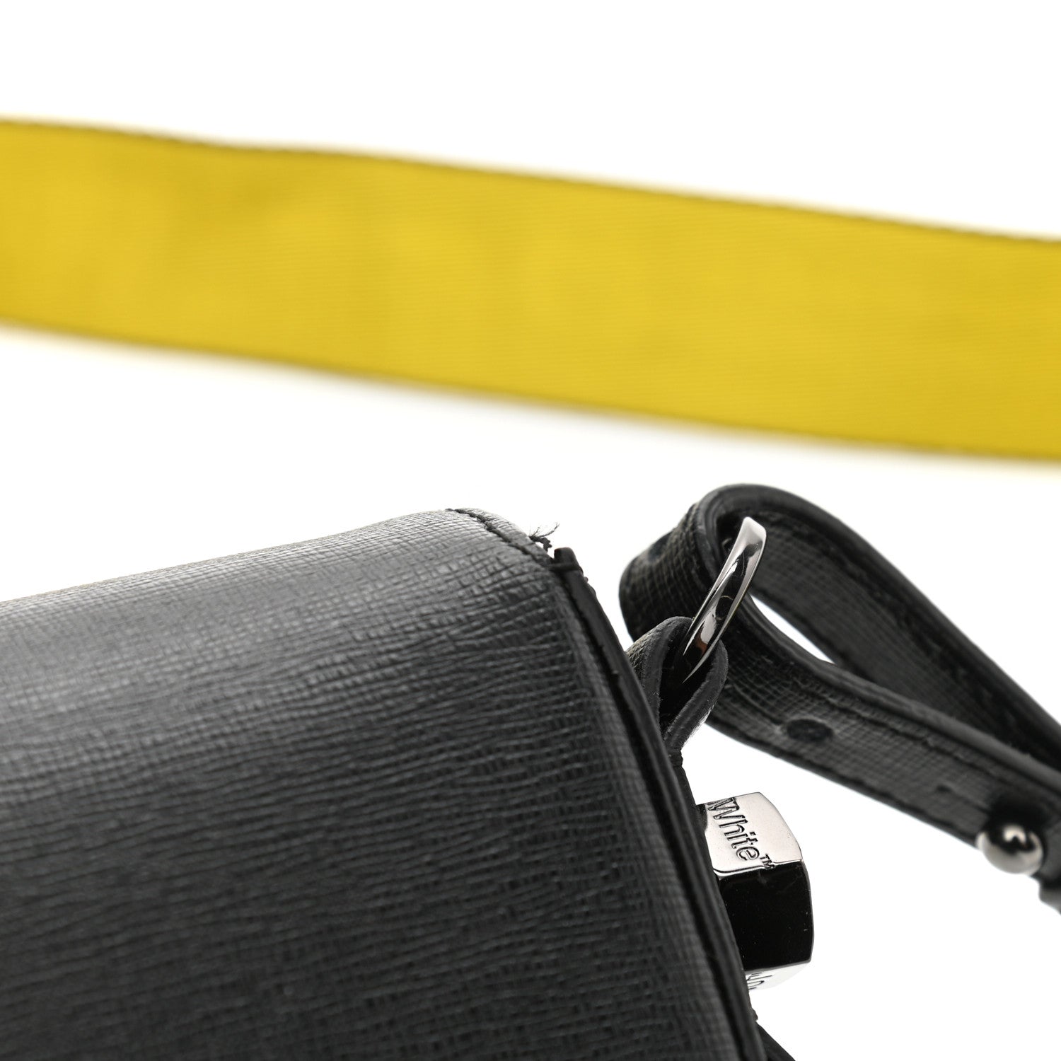 Off-White Saffiano Striped Mini Diag Binder Clip Bag Black White Yellow 10 of 12